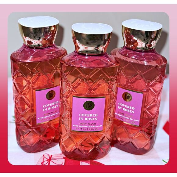 Bath & Body Works Covered in Roses 10 oz Shower Gel Body Wash with Aloe B5 x3 - Picture 1 of 4